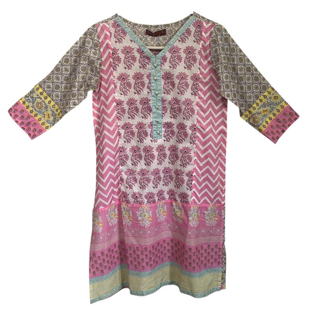 Khaadi Pret Multicolor Patterned Floral Tunic /kurta Pakistani Dress;100% Cotton